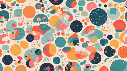 Wall Mural - a series of pop and cute abstract patterns generative ai