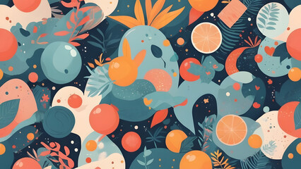 Wall Mural - a series of pop and cute abstract patterns generative ai