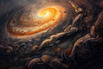 Fototapete - a very large and beautiful picture of a planet swirling storms of Jupiter's turbulent atmosphere