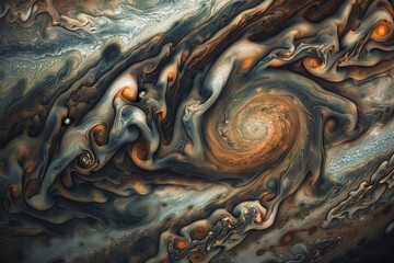 Fototapete - a very large and beautiful picture of a planet swirling storms of Jupiter's turbulent atmosphere
