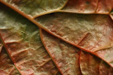 Wall Mural - a close up of a leaf with a green background texture of a leaf captured in macro