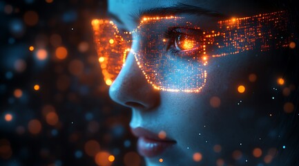 A blue digital hacker with glowing binary code, AI in cybersecurity systems, threat detection algorithms, penetration testing tools, and digital forensics analysis. cybercrime, cyber attack design,