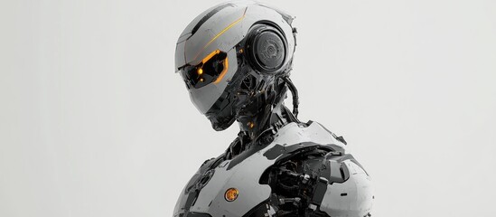 Wall Mural - 3d rendering of a humanoid robot displayed against a white background