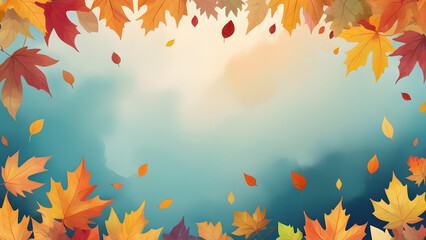 Wall Mural - colorful watercolor foliage background signaling the arrival of autumn generative ai