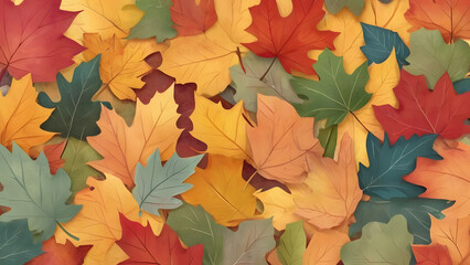 Wall Mural - colorful watercolor foliage background signaling the arrival of autumn generative ai