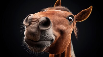 Wall Mural - A close up of a horse's face with its mouth open, AI