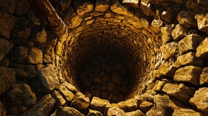 Wall Mural - Ancient Stone Well Top View