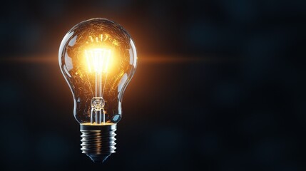 Poster - Glowing Light Bulb on Dark Background  Inspiration  Creativity  Idea