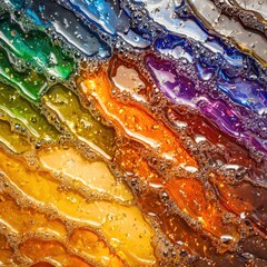 Poster - Abstract Liquid Texture with Bubbles and Shimmering Colors