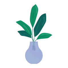 Poster - Green potted plant in simple cartoon style Vector