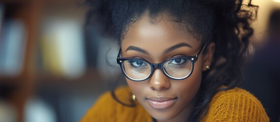 Poster - Portrait of a Young Woman Wearing Glasses