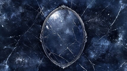 Sticker - Cracked Mirror on Blue Marble Background