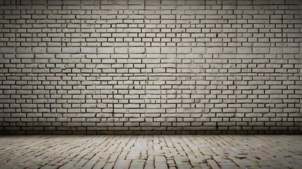 Wall Mural - Abstract illustration of an empty, weathered white brick wall, perfect for creating a textured background in your design projects.
