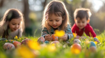 Wall Mural - Children Easter Egg Hunt