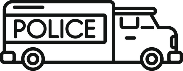 Sticker - Black and white drawing of a police truck driving prisoners from one location to another