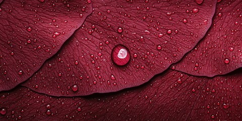 Poster - Closeup of Red Rose Petals with Water Droplets