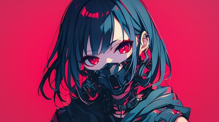 Sticker - anime girl wearing mask