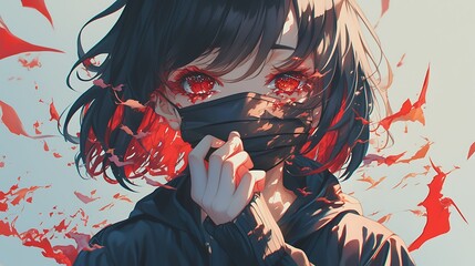 Sticker - anime girl wearing mask