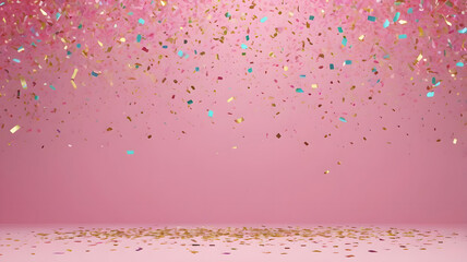 Wall Mural - a pink background illustration of colorful paper generative ai