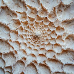 Sticker - Closeup of a White Seashell with Intricate Spiral Patterns and Texture