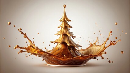 Coffee splash forming Christmas tree shape, coffee, splash, Christmas, tree, holiday, festive, decoration, winter, drink