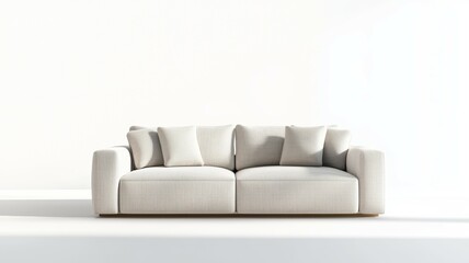 Poster - A white couch with a checkered pattern and pillows