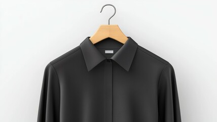 Sticker - A black shirt hanging on a wooden hanger