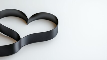 Poster - A black ribbon is stretched out in the shape of a heart