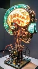 Sticker - glowing brain machine