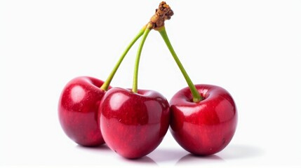 Three red cherries are shown in a row