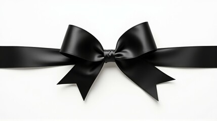 Wall Mural - A black ribbon with a bow is shown on a white background