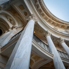 Wall Mural - detail of the marble curves and angles in a baroque style buildi