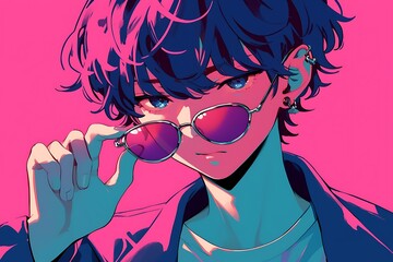 Poster - cool anime boy wearing glasses