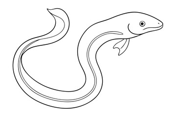 Wall Mural - Eel Line Drawing Artistic Vector Illustration for Unique Decor