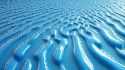 Blue water surface overlay background. Vector realistic illustration of clear aqua waves with light refraction