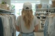© Matt - Back View of a Woman in a Baseball Cap Shopping in a Boutique