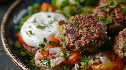 Delicious Meatballs with Creamy Yogurt and Saut