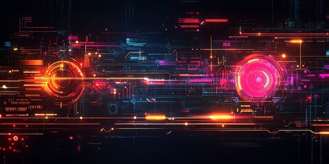 Poster - Abstract digital background with glowing lights.