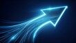 © Rindi - Energy arrow with speed light effect. Isolated glowing web sign on dark blue technology background.