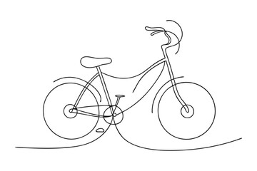 Wall Mural - Line Drawing of a Bicycle Silhouette Clean Line Art Vector Illustration