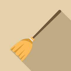 Poster - Simple vector illustration of a classic broom casting a long shadow, perfect for projects related to cleaning, halloween, or witchcraft