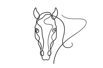 Wall Mural - Elegant Line Drawing of a Horse Head Vector Line Art Illustration