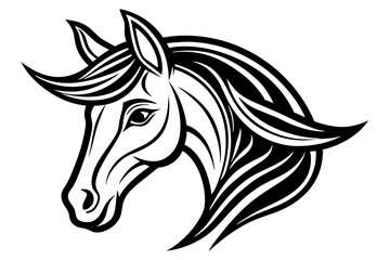 Wall Mural - Elegant Line Drawing of a Horse Head Vector Line Art Illustration