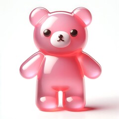 Wall Mural - Cute Pink Gummy Bear Toy - Adorable 3D Illustration with a Glossy Finish