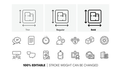 Floor plan, Time management and Cooler bottle line icons. Pack of Buying currency, Text message, Certificate icon. Dice, Time, Web photo pictogram. Speech bubble, Seo phone, Buildings. Vector