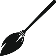 Sticker - Simple witch broom icon representing halloween cleaning symbol