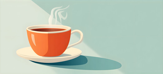 Wall Mural - flat design of a cup of tea with steam rising using clean lines