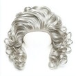 © Arora Chan - A classic perm-style wig for elderly women, with a short and curly silver finish, isolated on a white background