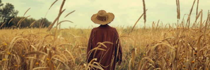 Wall Mural - Scarecrow in a natural setting with a vintage artistic theme