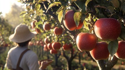 Sticker - Harvesting Apples in the Orchard